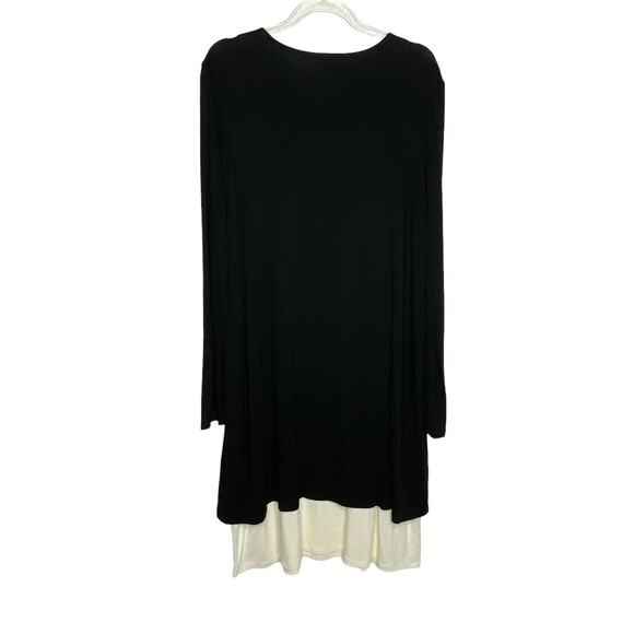 J Jill Wearever Collection Womens Size Medium Layered Tunic Top Black Cream - Picture 5 of 8